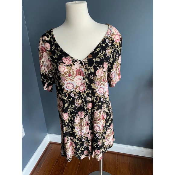 Vintage 90s floral button down dress, size S/M - Picture 2 of 7